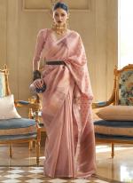 Tissue Pink Festival Wear Weaving  Saree